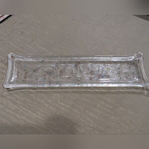 Hand Crafted Fused Glass "Shabbat" Candle Tray Or Candy Dish. Jewish. Hebrew.